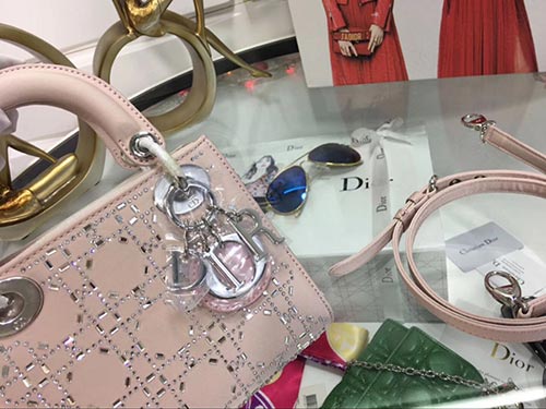 原单Lady Dior mini三格烫 缎面镶钻戴妃包迪奥三格