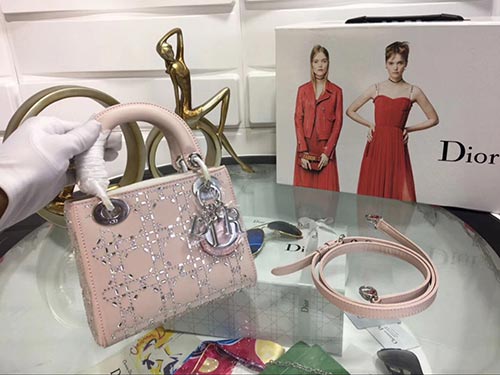 原单Lady Dior mini三格烫 缎面镶钻戴妃包迪奥三格