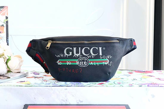 古驰GG印花涂鸦版小牛皮Coco Capitan腰包493869