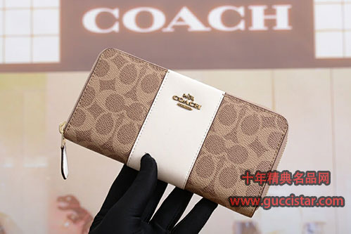 蔻驰经典logo新款钱包 Coach长款拉链钱包