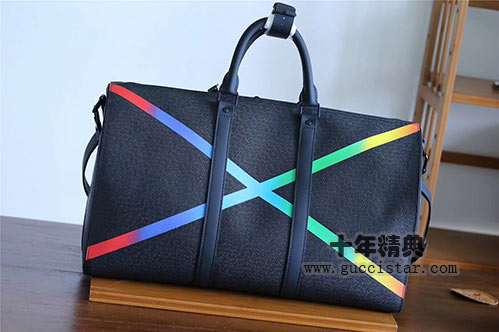 十字纹牛皮彩虹KEEPALL 50旅行袋（配肩带）M30345