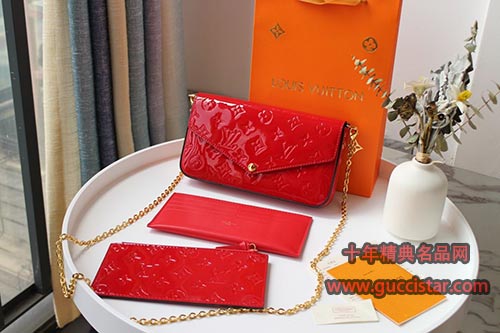 POCHETTE FÉLICIE链条包M64358 lv漆皮三件套