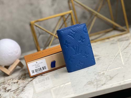 路易威登Taurillon皮革钱包M80585蓝色全皮卡包钱包系列