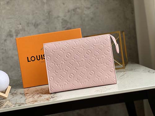 lv Epl水波纹手包Pochette Voyage中号手袋M45665粉色全皮压花