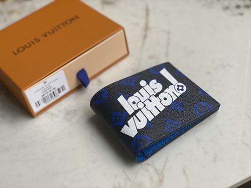 路易威登MULTIPLE西装夹短款钱包系列M80850蓝色印花